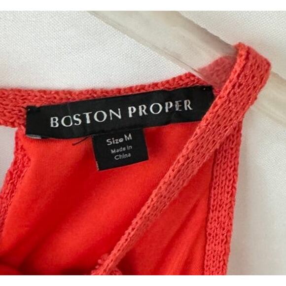 Boston Proper Coral Crochet Halter Top Size M Lined - Picture 2 of 16